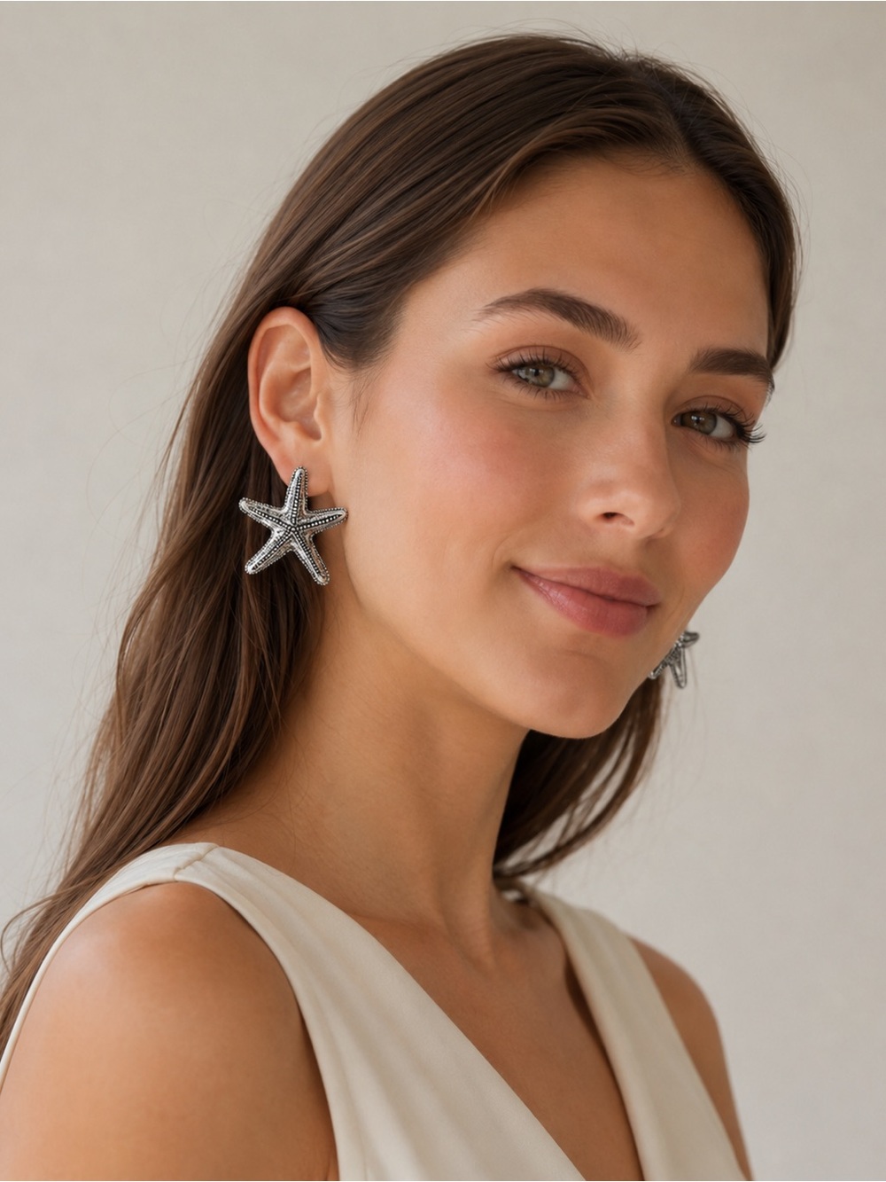Zara Silver Tone Starfish Earrings NWT